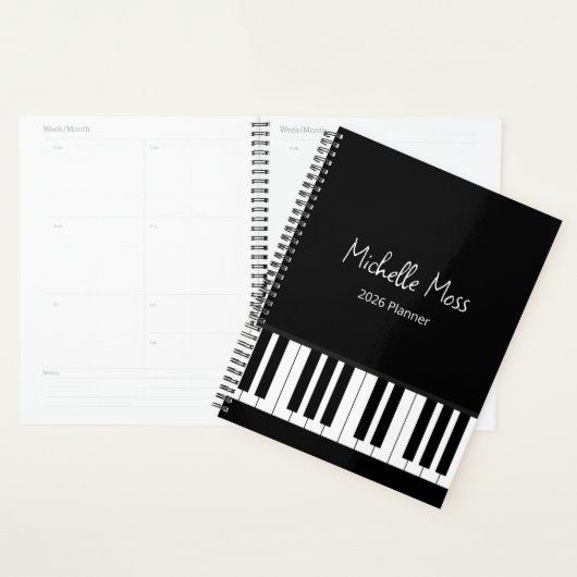 Simple Black White Piano Music Teacher Planner (Display)