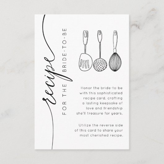 Simple Black & White Recipe Bridal Shower Informatiekaartje (Voorkant)
