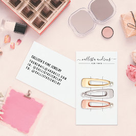 Simple Black White Script Hair Clip Display Kaart