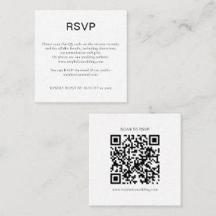 Simple Black White Text QR Code RSVP Informatiekaartje