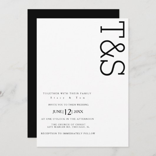 Simple Black White Typography Bold Wedding Kaart (Voorkant / Achterkant)