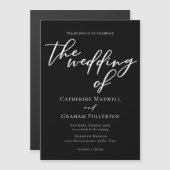 Simple Black White Typography Chic Winter Wedding Magnetische Uitnodiging (Voorkant / Achterkant)