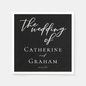 Simple Black White Typography Chic Winter Wedding Servet (Voorkant)