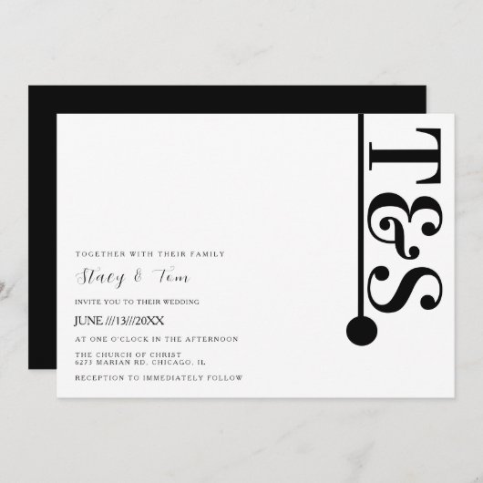 Simple Black White Typography Line Logo Wedding Kaart (Voorkant / Achterkant)