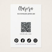 Simple Black White Wavy Hair Jewelry Display Card (Dos)