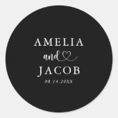 Simple Black & White Wedding Ronde Sticker (Voorkant)