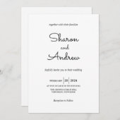 Simple Blanc Élégant Faire-part de mariage moderne (Devant / Derrière)