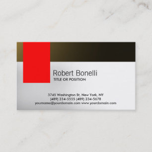 Simple blanc gris rouge or moderne Carte de visite