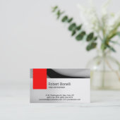 Simple blanc gris rouge plaine Carte de visite mod (Debout devant)