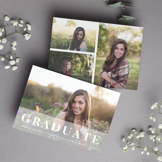 Simple blanc | Multi Photo Graduation Faire-part