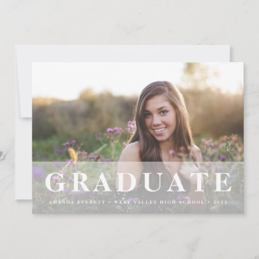 Simple blanc | Multi Photo Graduation Faire-part (Devant)