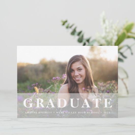 Simple blanc | Multi Photo Graduation Faire-part (Debout devant)