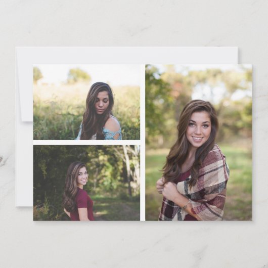 Simple blanc | Multi Photo Graduation Faire-part (Dos)