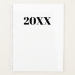 Simple blanc noir moderne typographie année monogr<br><div class="desc">Typographie moderne minimaliste noir et blanc personnalisé simple élégant Planner. Texte serif noir personnalisé, arrière - plan uni blanc. Vous pouvez le personnaliser avec votre nom, initiales, monogramme, année, etc ou simplement supprimer le texte, et laisser la couleur blanche unie.</div>
