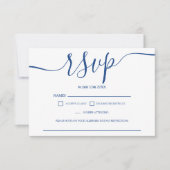 Simple bleu blanc mariage rsvp monogramme (Devant)