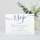 Simple bleu blanc mariage rsvp monogramme (Debout devant)