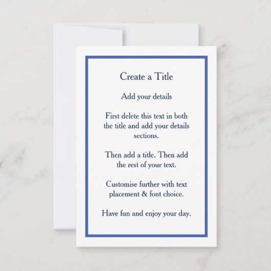 Simple Bleu Bordure classique Invitation au mariag (Devant)