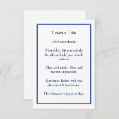 Simple Bleu Bordure classique Invitation au mariag (Devant / Derrière)