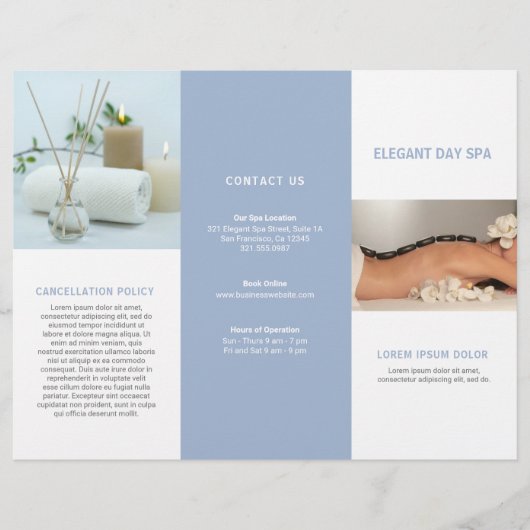 Simple Bleu clair Élégant Spa triple Brochure (Devant)