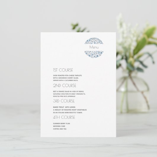 Simple bleu gris 4 Parcours Menu Mariage (Debout devant)