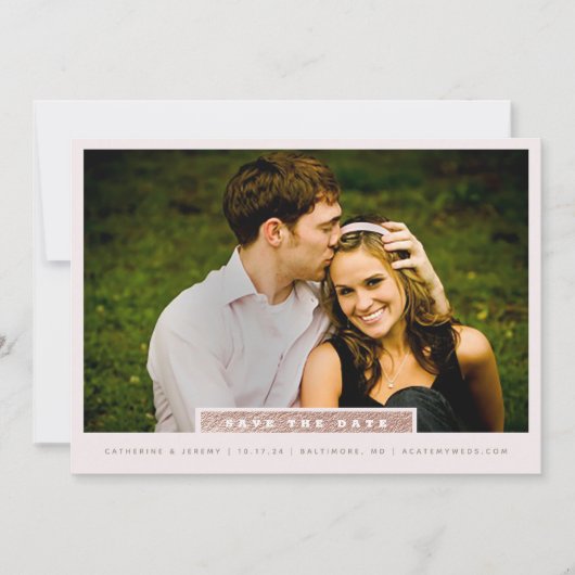 Simple Bloc de Photo Rose Gold Save The Date (Devant)