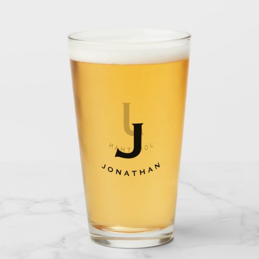 Simple Block Monogram Initiaal & Name Glas (Voorkant gevuld)