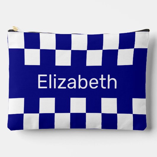 Simple Blue and White Checkerboard Pattern Name Etui (Voorkant)