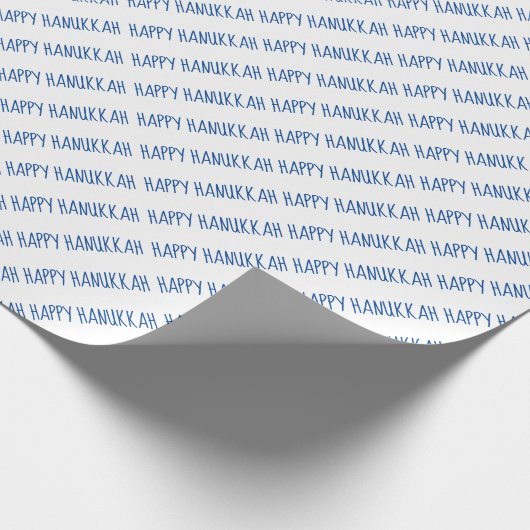 Simple Blue and White Happy Hanukkah Script Cadeaupapier (Hoek)