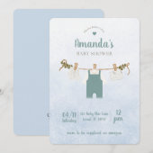 Simple Blue Baby Boy Shower Invitation (Devant / Derrière)