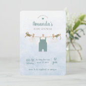 Simple Blue Baby Boy Shower Invitation (Debout devant)