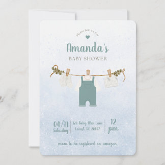 Simple Blue Baby Boy Shower Invitation Kaart