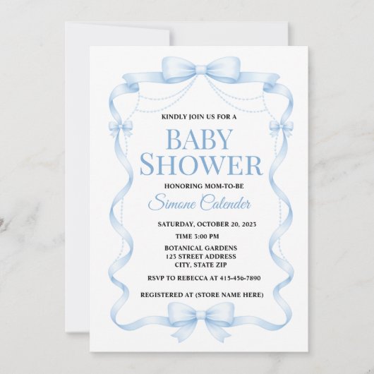 Simple Blue Baby Shower Invitation (Devant)
