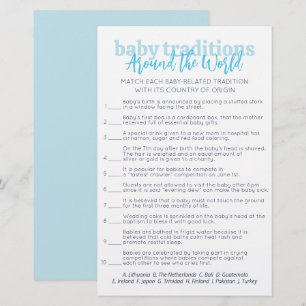 Simple Blue Baby Traditions Baby shower party game