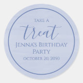 Simple Blue Birthday Calligraphy Waterverf Script Ronde Sticker (Voorkant)