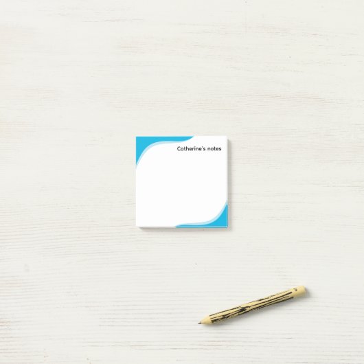 Simple blue & black waves customizable post-it® notes (Op bureau)