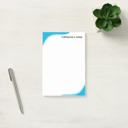 Simple blue & black waves customizable post-it® notes (Kantoor)