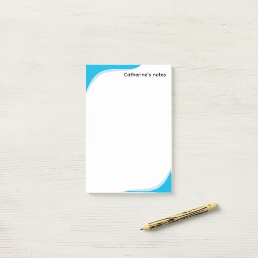 Simple blue & black waves customizable post-it® notes (Op bureau)