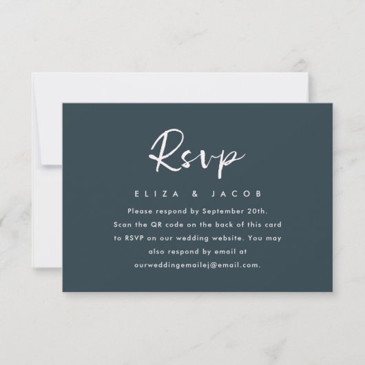 Simple Blue Blush Wedding script RSVP QR Code (Devant)