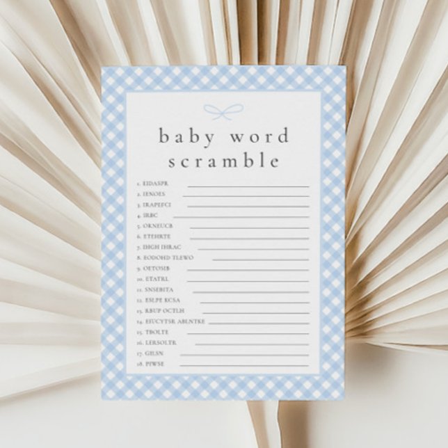 Simple Blue Bow Baby Word Scramble Carte de jeu (Créateur téléchargé)