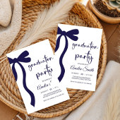 Simple Blue Bow graduation party invitation