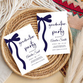 Simple Blue Bow graduation party invitation