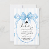 Simple Blue bow  graduation thank you message Bedankkaart (Voorkant)