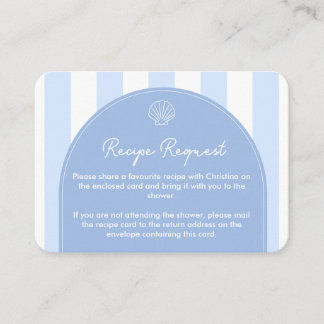 Simple Blue Coastal Bridal Shower Recipe Request Informatiekaartje