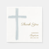 Simple Blue Cross Thank You Baptism  Servet (Voorkant)