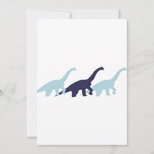 Simple Blue Dinosaur Invitations de fête d'anniver (Dos)