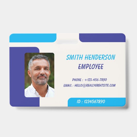 Simple Blue Employee ID Badge (Voorkant)