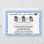 Simple Blue En vichy BBQ Baby Shower Invitations (Devant)