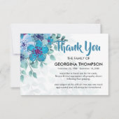 Simple Blue Floral Funeral Bedankkaart (Voorkant)