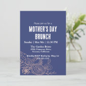 Simple Blue Floral Moederdag Brunch Kaart (Staand voorkant)