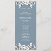 Simple Blue Floral Monogramme Programme de mariage (Dos)